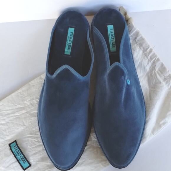 Piedaterre Dandy Azzurro Adriatico NEW Velvet Italian Hand Stitch Slipper 45/12 main image 4